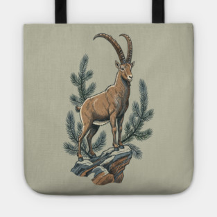 Alpine Ibex Mountain Goat on Rocky Cliff Tote