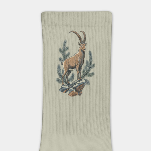 Alpine Ibex Mountain Goat on Rocky Cliff by BirdsnStuff