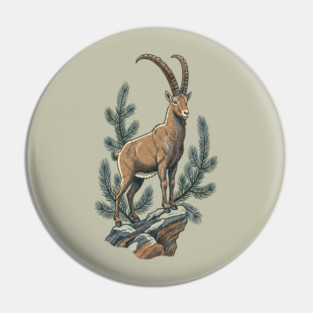 Alpine Ibex Mountain Goat on Rocky Cliff Pin