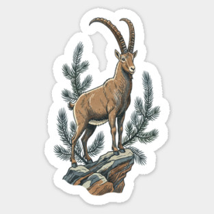 Alpine Ibex Mountain Goat on Rocky Cliff Sticker