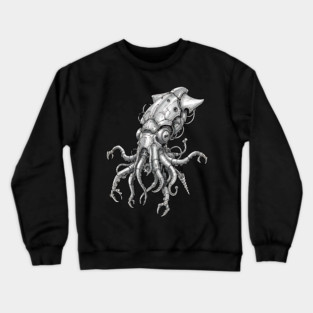 Mechanical Squid Cyberpunk Robot Illustration Crewneck Sweatshirt