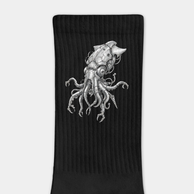 Mechanical Squid Cyberpunk Robot Illustration by Designed By Marty