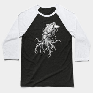 Mechanical Squid Cyberpunk Robot Illustration Baseball T-Shirt
