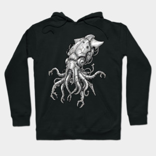 Mechanical Squid Cyberpunk Robot Illustration Hoodie
