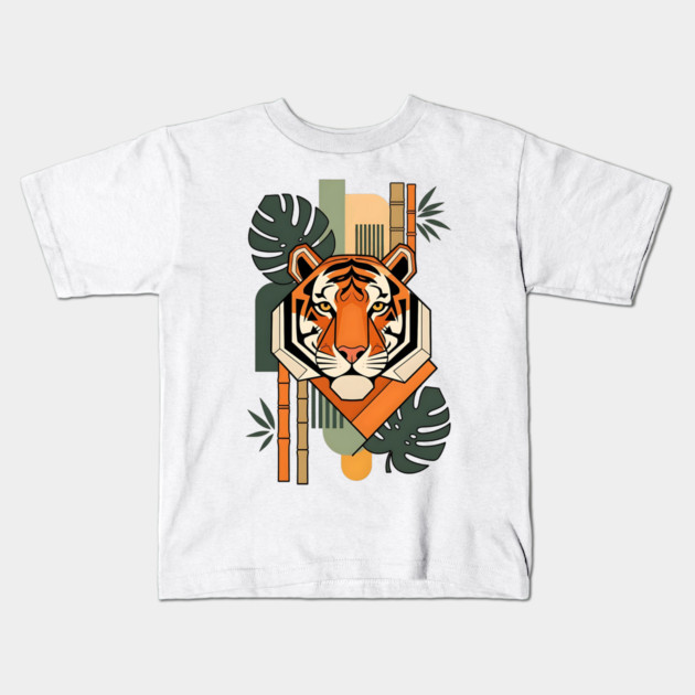 Bauhaus Tiger Modern Art Illustration Kids T-Shirt by Designed By Marty