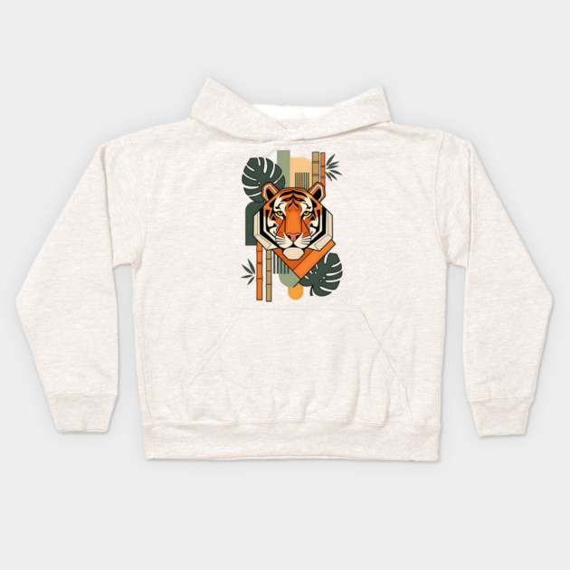 Bauhaus Tiger Modern Art Illustration Kids Hoodie by Designed By Marty