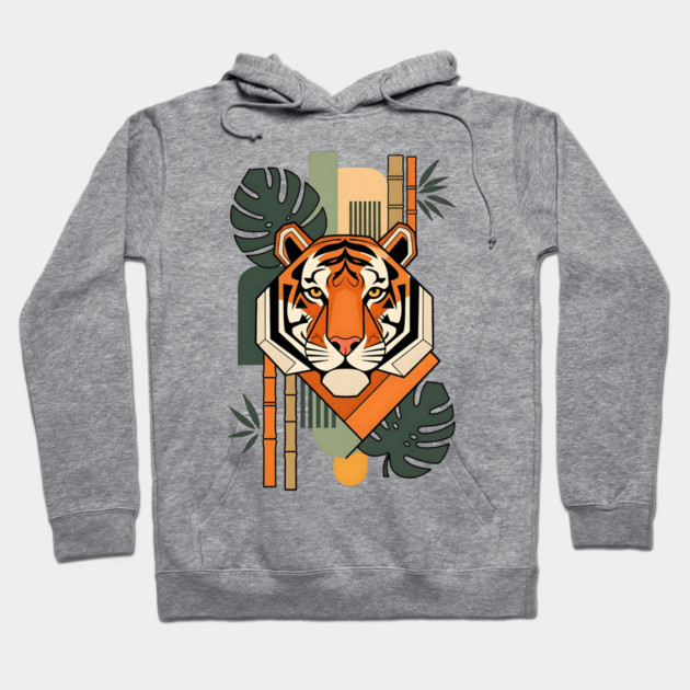 Bauhaus Tiger Modern Art Illustration Hoodie by Designed By Marty