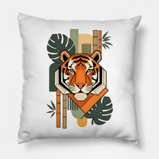 Bauhaus Tiger Modern Art Illustration Pillow