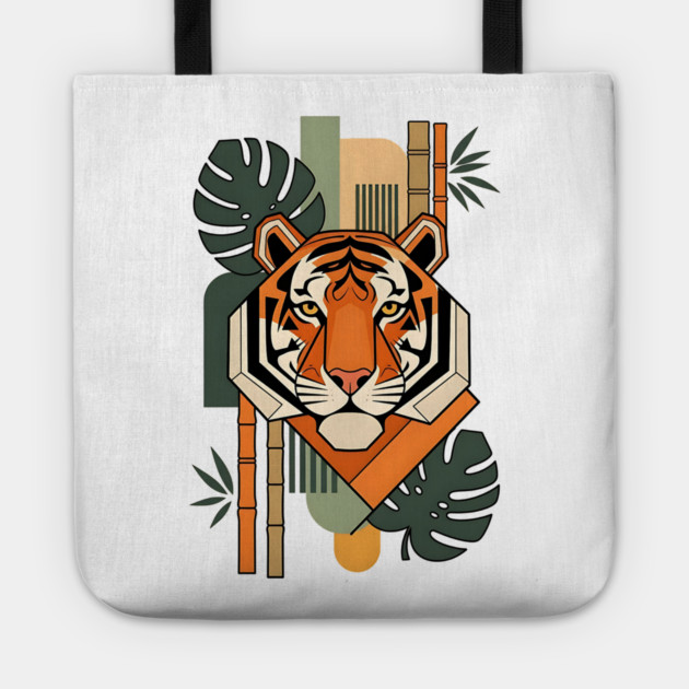 Bauhaus Tiger Modern Art Illustration Tote by Designed By Marty