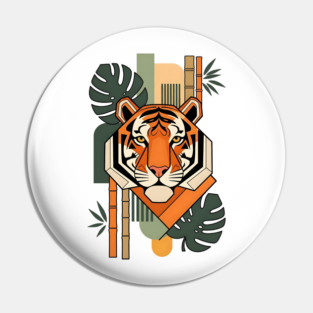 Bauhaus Tiger Modern Art Illustration Pin
