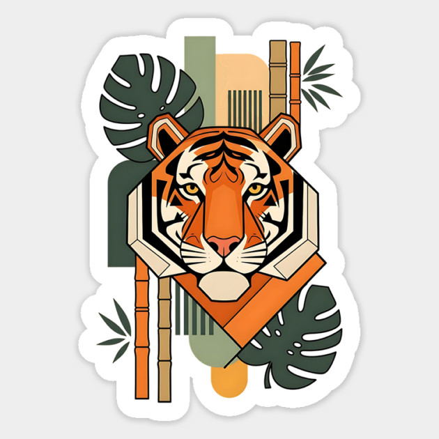 Bauhaus Tiger Modern Art Illustration Magnet by Designed By Marty