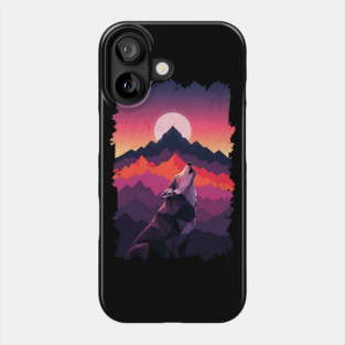 Geometric Howling Wolf Sunset Art Phone Case