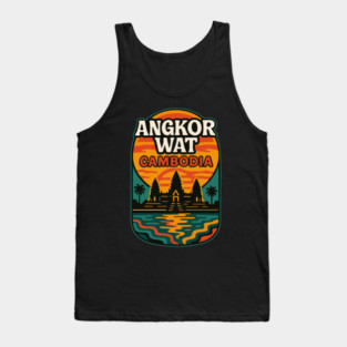 Angkor Wat Cambodia Trippy Art Asia Travel Tank Top