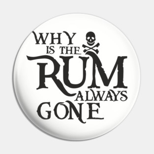 Why Is the Rum Always Gone Pirate Drinking Humor Pin