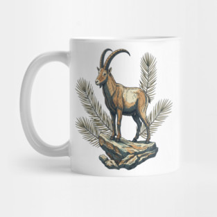 Alpine Ibex Goat Standing on Mountain Rock Mug