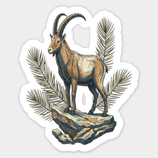 Alpine Ibex Goat Standing on Mountain Rock Magnet