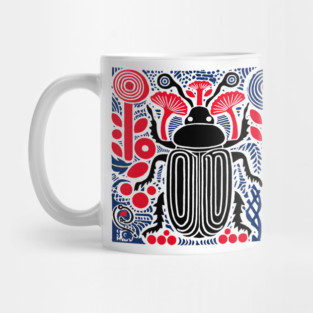 Folk Beetle Graphic Pattern Art Mug