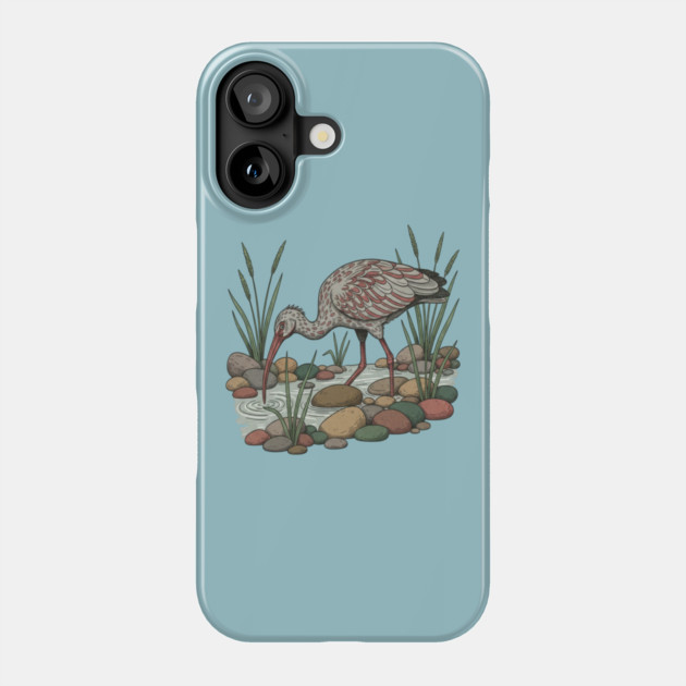 Ibisbill Bird Among River Stones and Reeds Phone Case by BirdsnStuff