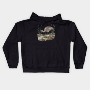 Ibisbill Bird Among River Stones and Reeds Kids Hoodie