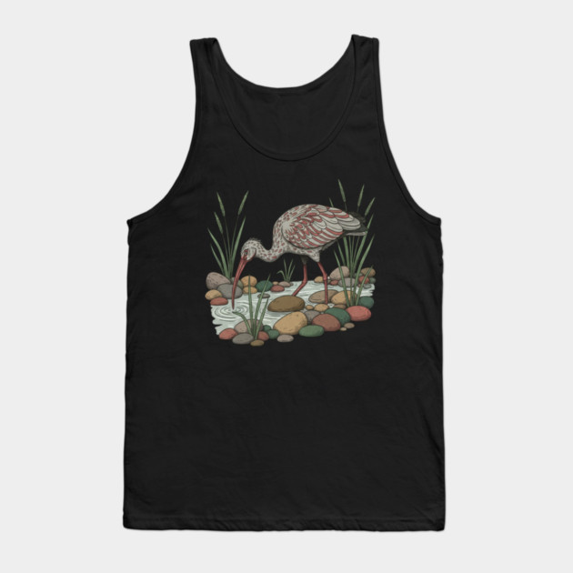 Ibisbill Bird Among River Stones and Reeds Tank Top by BirdsnStuff
