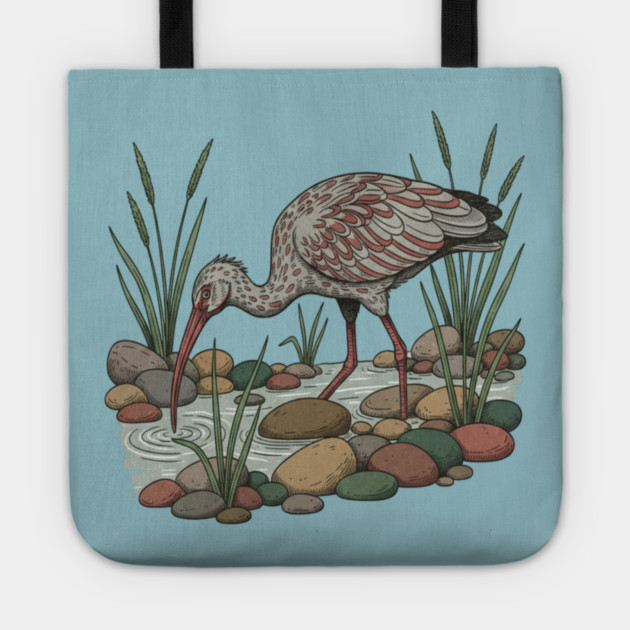 Ibisbill Bird Among River Stones and Reeds Tote by BirdsnStuff