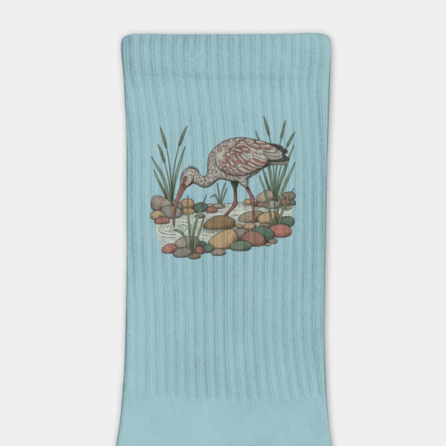 Ibisbill Bird Among River Stones and Reeds by BirdsnStuff