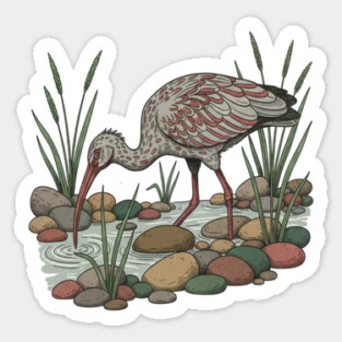 Ibisbill Bird Among River Stones and Reeds Magnet