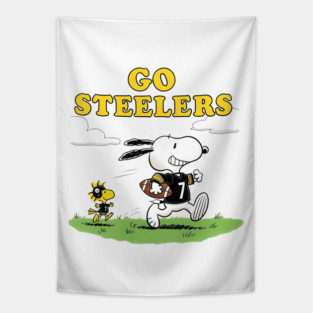 Pittsburgh Steelers - Snoopy & Woodstock Football Tapestry