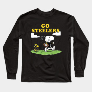 Pittsburgh Steelers - Snoopy & Woodstock Football Long Sleeve T-Shirt