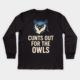 Hoots Out For The Owls Funny Football Owl Mascot Fan Kids Long Sleeve T-Shirt