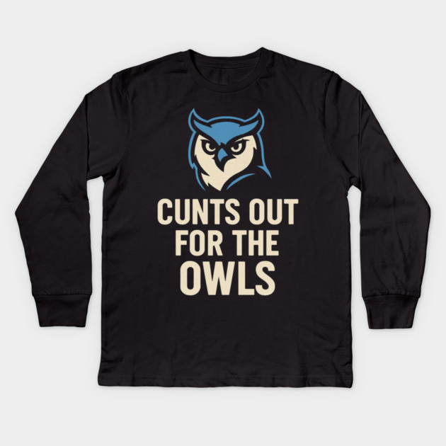 Hoots Out For The Owls Funny Football Owl Mascot Fan Kids Long Sleeve T-Shirt by ArtistTee ⭐⭐⭐⭐⭐
