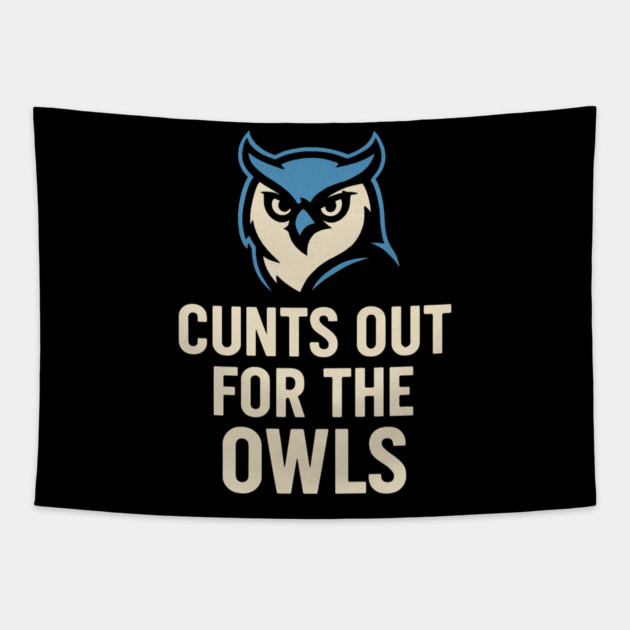 Hoots Out For The Owls Funny Football Owl Mascot Fan Tapestry by ArtistTee ⭐⭐⭐⭐⭐