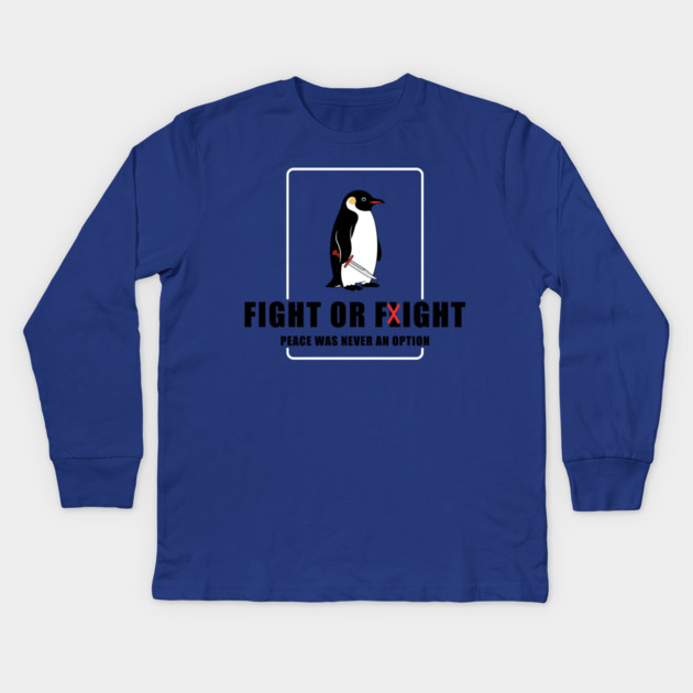 Fight or Flight Penguin Kids Long Sleeve T-Shirt by enrynz