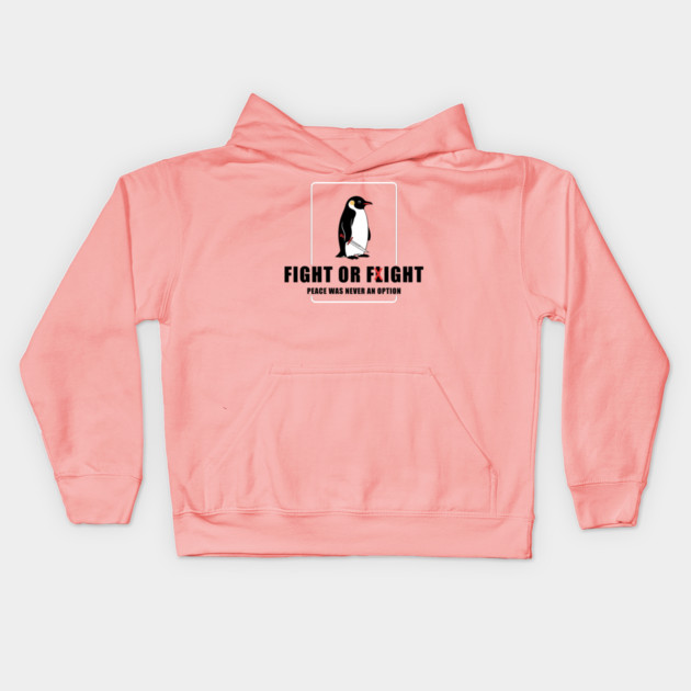 Fight or Flight Penguin Kids Hoodie by enrynz