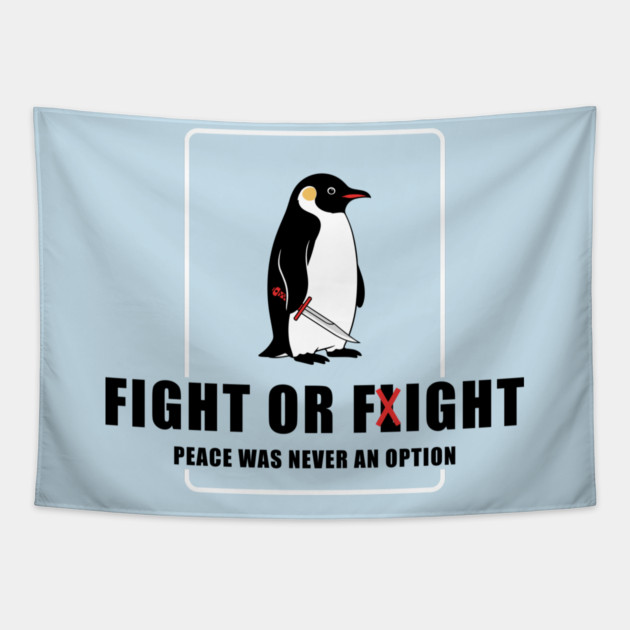 Fight or Flight Penguin Tapestry by enrynz