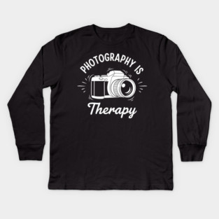 Photography is my Therapy Kids Long Sleeve T-Shirt