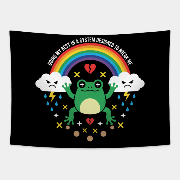 Mental Health Frog Tapestry by enrynz