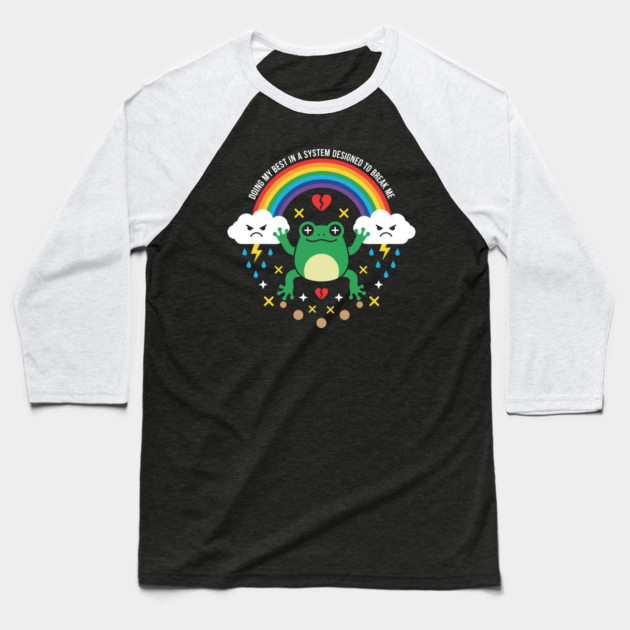 Mental Health Frog Baseball T-Shirt by Digironin