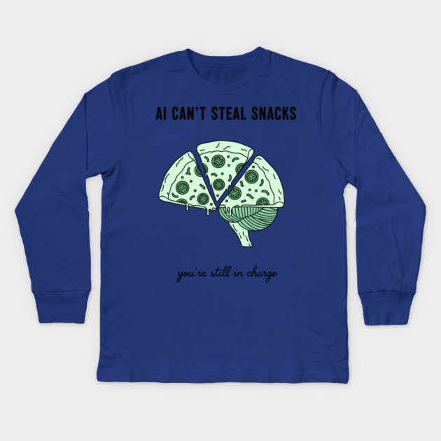 AI Can't Steal Snacks Kids Long Sleeve T-Shirt by enrynz