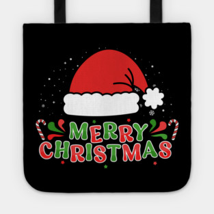 Merry Christmas Santa Hat With Candy Canes Tote