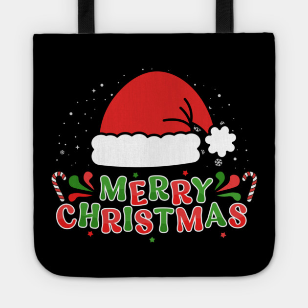 Merry Christmas Santa Hat With Candy Canes Tote by Creatifly Graphic Tees