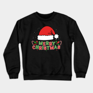Merry Christmas Santa Hat With Candy Canes Crewneck Sweatshirt