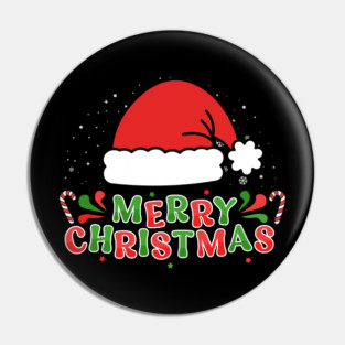Merry Christmas Santa Hat With Candy Canes Pin