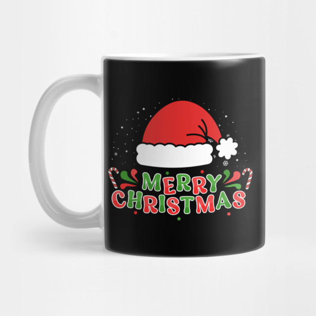 Merry Christmas Santa Hat With Candy Canes by Creatifly Graphic Tees