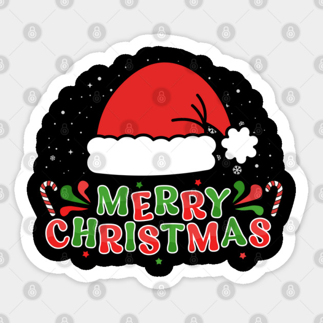 Merry Christmas Santa Hat With Candy Canes Sticker by Creatifly Graphic Tees