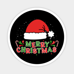 Merry Christmas Santa Hat With Candy Canes Magnet