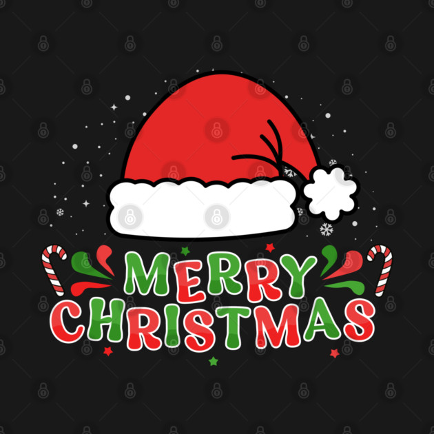 Merry Christmas Santa Hat With Candy Canes by Creatifly Graphic Tees