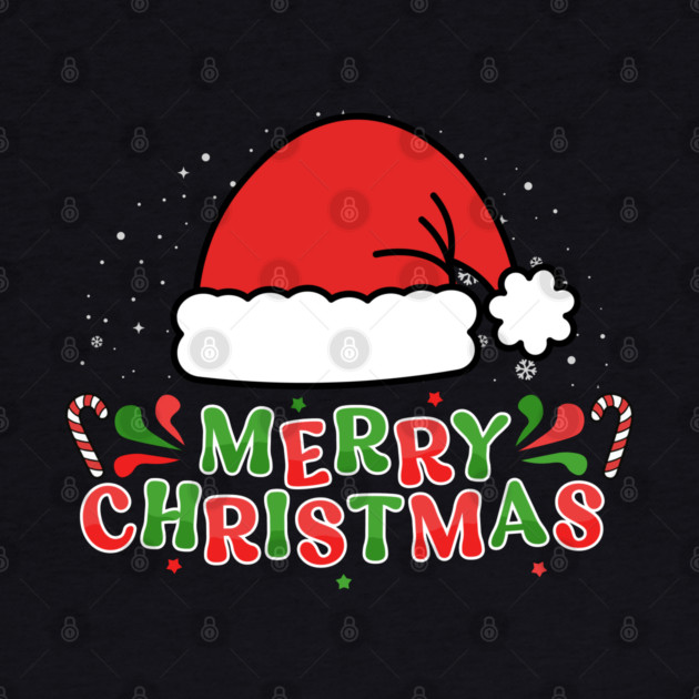 Merry Christmas Santa Hat With Candy Canes by Creatifly Graphic Tees