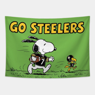Pittsburgh Steelers - Snoopy & Woodstock Football Tapestry
