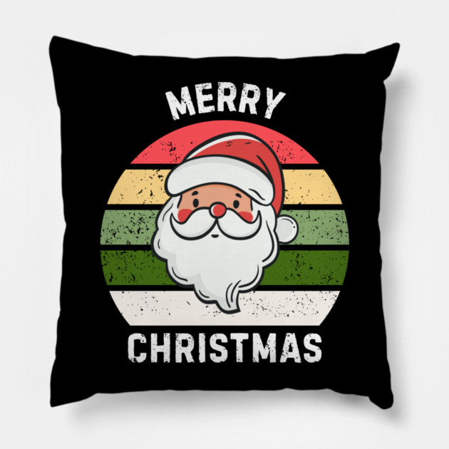 Vintage Santa Merry Christmas Retro Style Pillow by Creatifly Graphic Tees